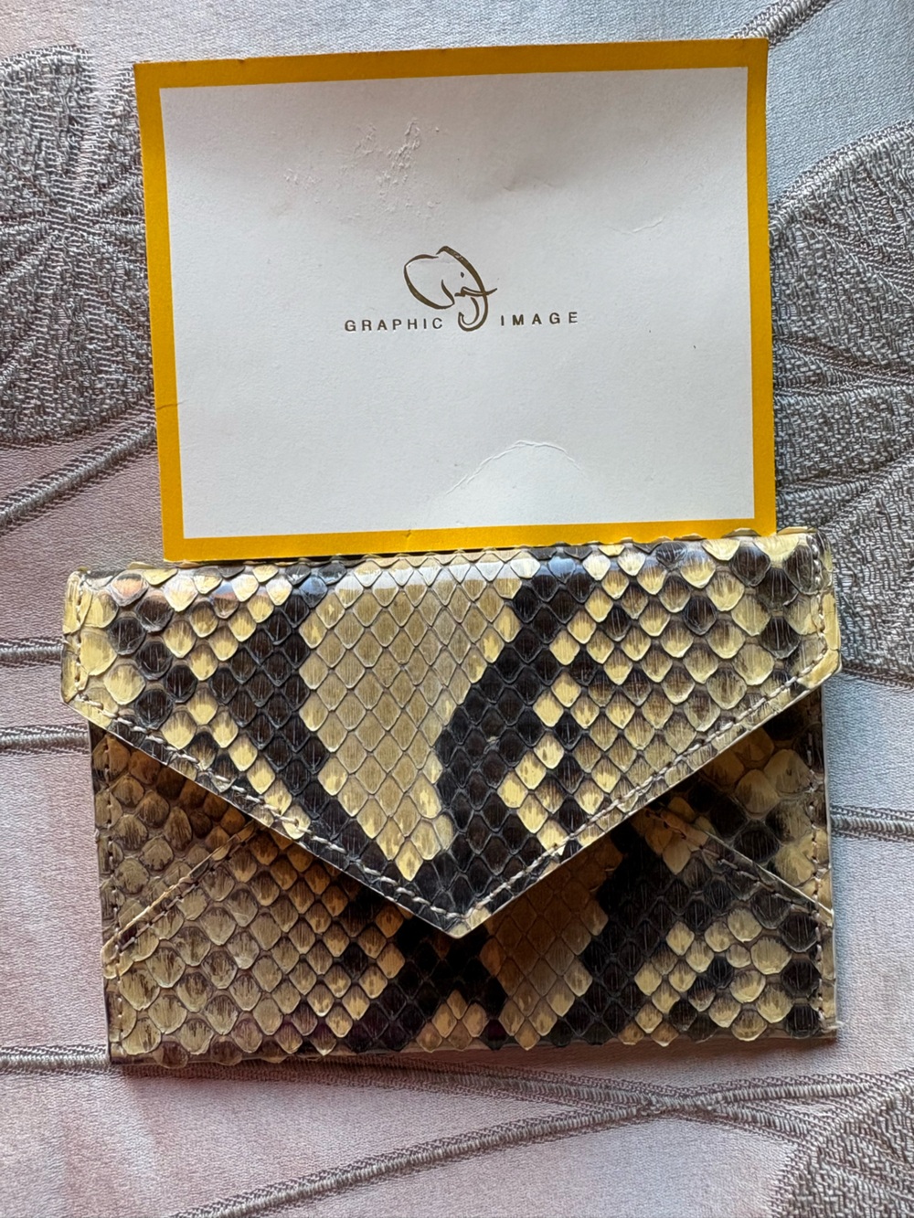 Graphic Image Yellow & Black Snakeskin Envelope Wallet